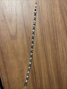 Silver-Tone Bracelet with Blue and Clear Stones